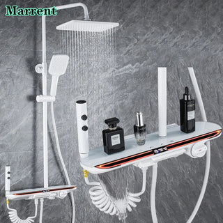 Piano Thermostatic Digital Shower System 12 Inch Shower Head Copper Bathtub Faucet Hot Cold Piano Digital Bathroom Shower Set