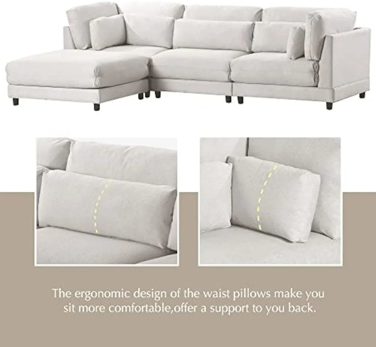 Sectional Comfy Cloud Living Room,L-Shape Chaise Lounge and Comfortable Waist Pillows,2 Pieces Sofas & Couches Sets