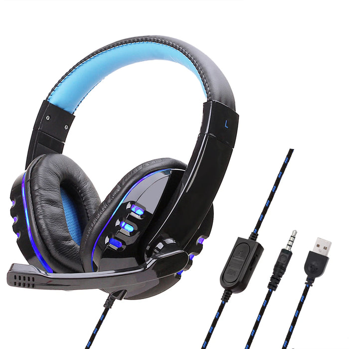 100pcs/lot Gaming Headset Stereo Surround Headphone USB 3.5mm Wired Mic For PS4 Laptop PC Mobile Phone Gamer Headphones