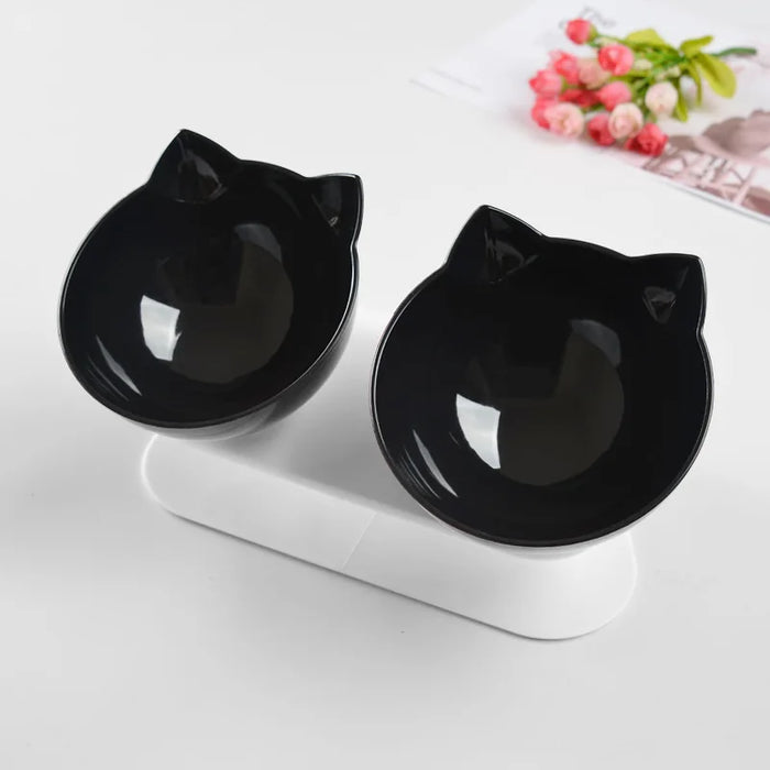 15 Tilted No-Slip Cat Bowls Pet Double Bowl Cat Dog Food Water Feeder