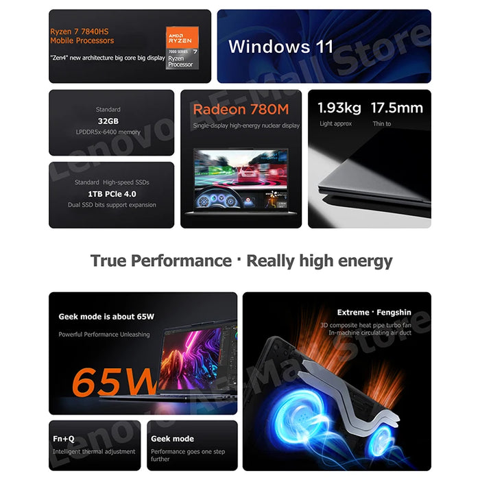 Lenovo Laptop Xiaoxin Pro 16 2023 AMD R7 7840HS Ryzen 32GB RAM 1T/2TB SSD 16" 2.5K 120Hz Computer Notebook(Face, Backlight) PC