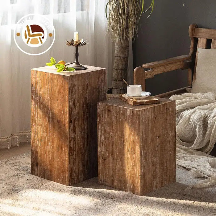 Wuli Retro Living Room Sofa Corner Table Solid Wood Small Square Table Wabi-sabi Style Coffee Table Wooden Pier Ornaments 2024