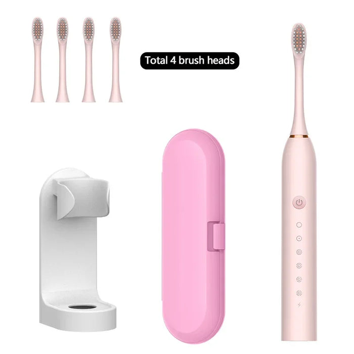 USB Rechargeable Ultrasonic Electric Toothbrush For Adults Sonic Electric Toothbrush Travel Toothbrush With 4 Brush Head 6 Modes