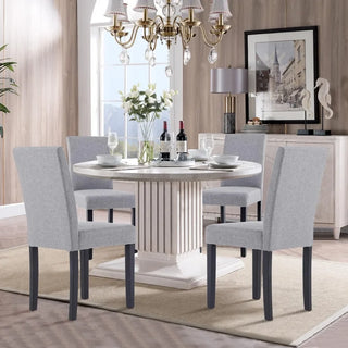 Dining Chair Set of 6, Luxury Upholstered Fabric Kitchen Chair Side Chair with Upholstered Backrest and Solid Wood Legs