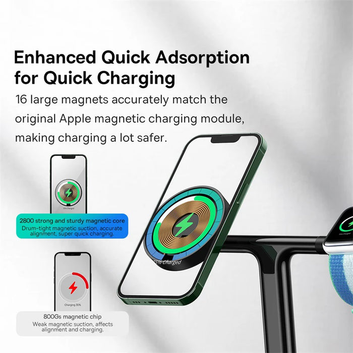 Baseus  3 in 1 20W Magnetic Wireless Charger Stand For iPhone 15 14 Pro Airpods Apple Watch Phone Fast Charging Station Holder