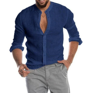 Men's Daily Top Long Sleeve Shirt Button Linen Cotton Comfortable Fashion Casual Solid Color Shirt S-5XL