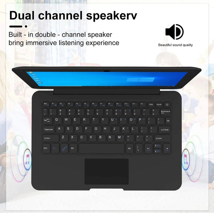 10.1" Laptop Windows 10 Notebook Mini Netbook with 6GB RAM 64GB SSD Ultra Thin Computer PC with Built-in Wi-Fi Bluetooth Mini PC