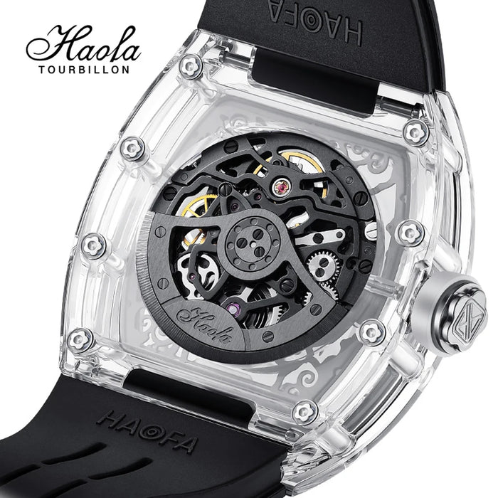 Haofa 3D Dragon Mechanical Watch for Men Automatic Hollow Transparent Wristwatch Crystal Case Luminous Waterproof Men Watch 2321