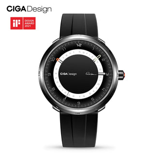 CIGA Design Men Automatic Mechanical Watch Series U Black Hole 316L Stainless Steel Flurorubber Band Transparent Black Watches