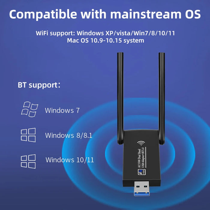 WiFi USB 3.0 Adapter 1300Mbps Bluetooth 5.0 Dual Band 2.4GHz/5GHz Wifi Usb For PC Desktop Laptop Network Card Wireless Receiver