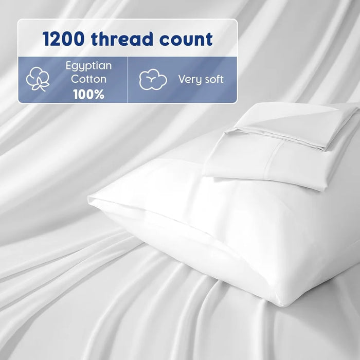 Fits Upto 16' Mattress (White Bed Linen Luxury & Cooling Hotel Cotton Bed Sheets Set 4 Piece Comforter Sets King)freight Free