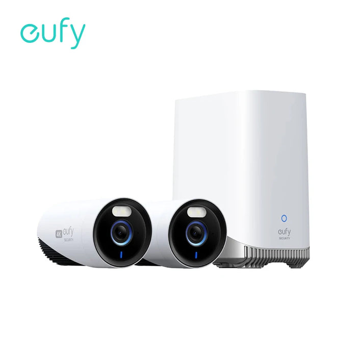 eufy Security eufyCam E330 (Professional) 4K Outdoor Security Camera System 24/7 Recording Plug-in Wi-Fi NVR Face Recognition AI