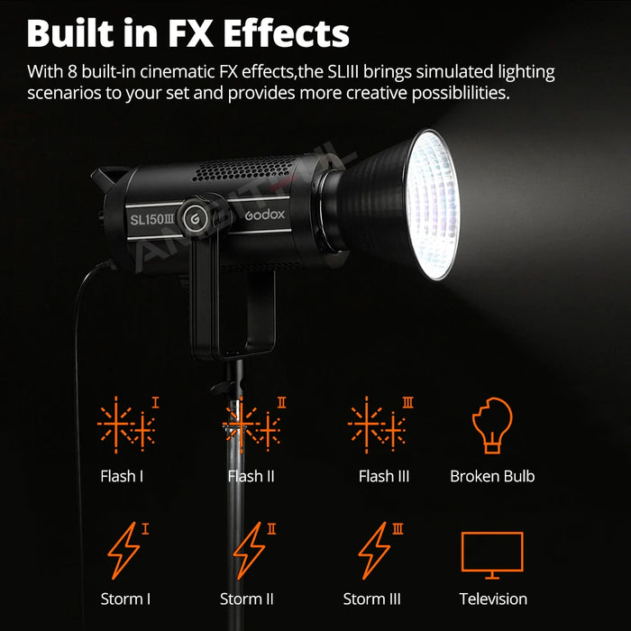 Godox SL150III SL-150W III LED Video Light 150W Bowens Mount Daylight Balanced 5600K 2.4G Wireless X Systemfor Interview