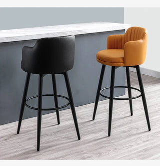 Backrest Kitchen Bar Stools Swivel Metal Black Legs Modern Dinning Bar Chair Diner Home Lounge Tabouret De Bar Home Decors