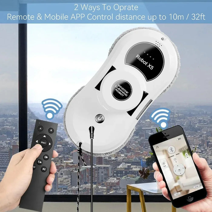 Window Cleaning Robot, Smart Window Vacuum Cleaner Glass Cleaning Robotic with APP & Remote, for Indoor/Outdoor Windows Mirror