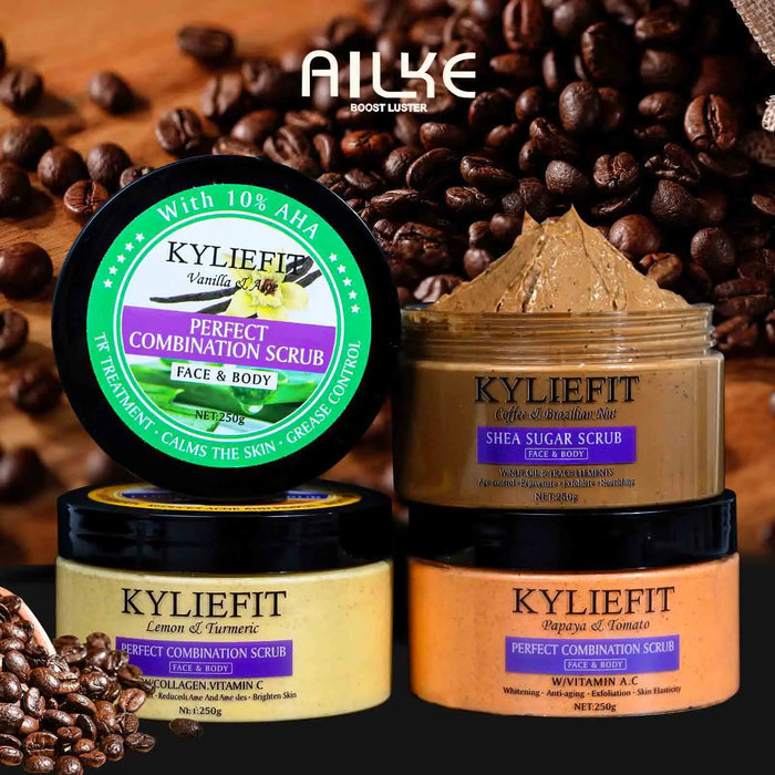 KYLIEFIT Natural Exfoliating Salt Body and Face Scrub, Helps with Moisturizing Skin, Dark Spots, Cellulite, Dead Skin, Wrinkles