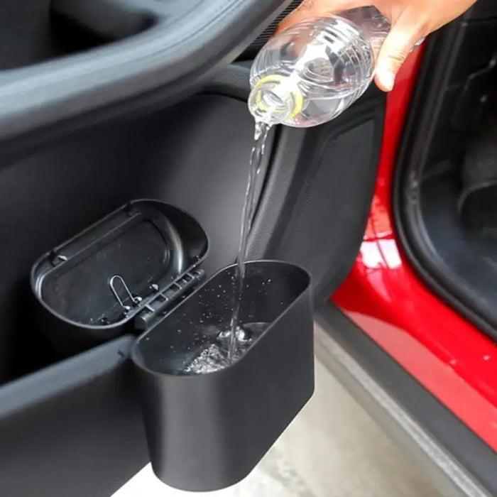 Car Trash Bin Hanging Vehicle Garbage Dust Case Storage Box Black Square Pressing Type Trash Can Auto Interior Accessories