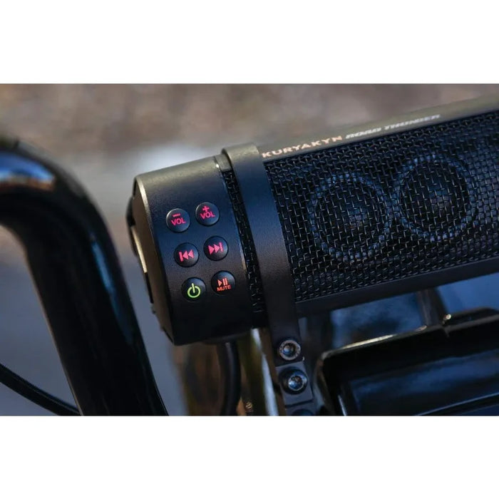 MTX Road Thunder Weather Resistant Motorcycle Sound Bar Plus: 300 Watt Handlebar Mounted Audio Speakers with Bluetooth