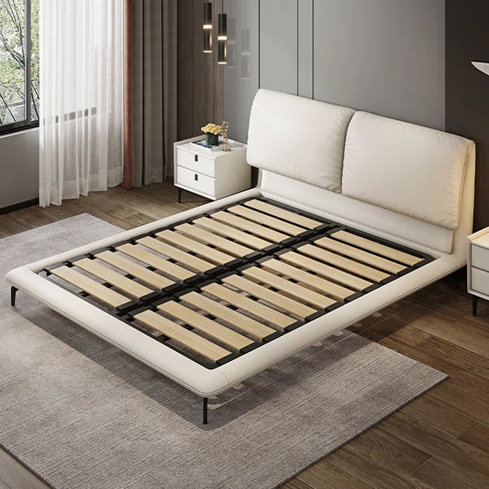 Italian minimalist luxury leather bed 2022 new modern minimalist Nordic double bed master bedroom elephant ear bed