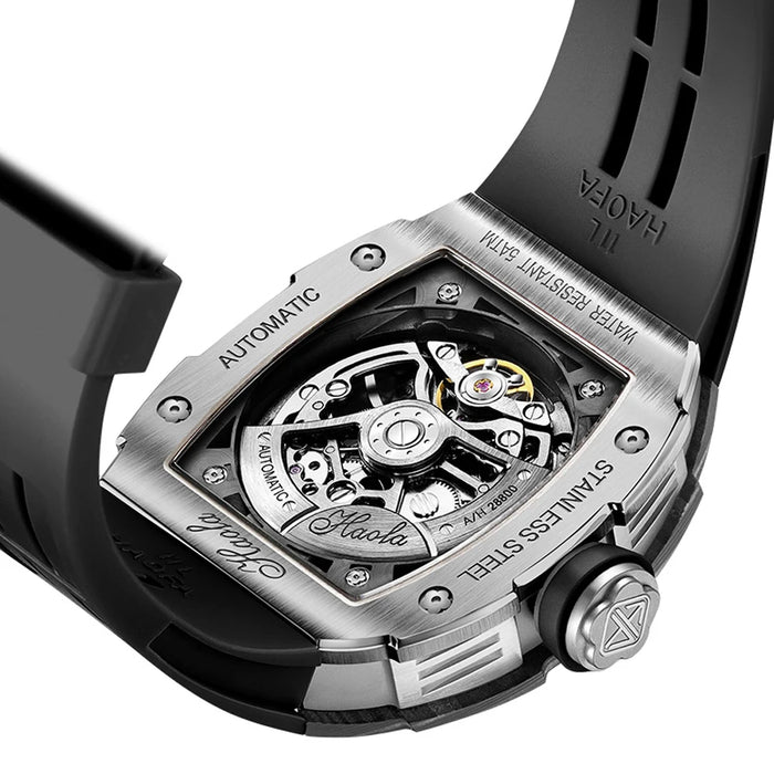 Haofa Carbon Fiber Automatic Mens Watch 3D Skeleton Dial Sapphire Luminous Self Wind Mechanical Watches Waterproof Luxury 1982