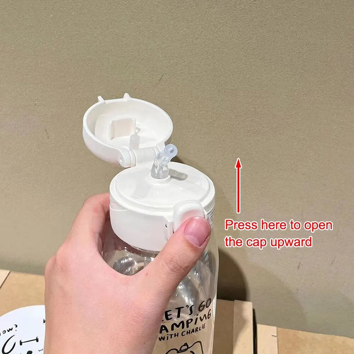 Plastic Water Bottle Water Cup With Straw Simple Large Capacity Portable Drop Resistant And Portable Cup Cartoon Ice Suction Cup