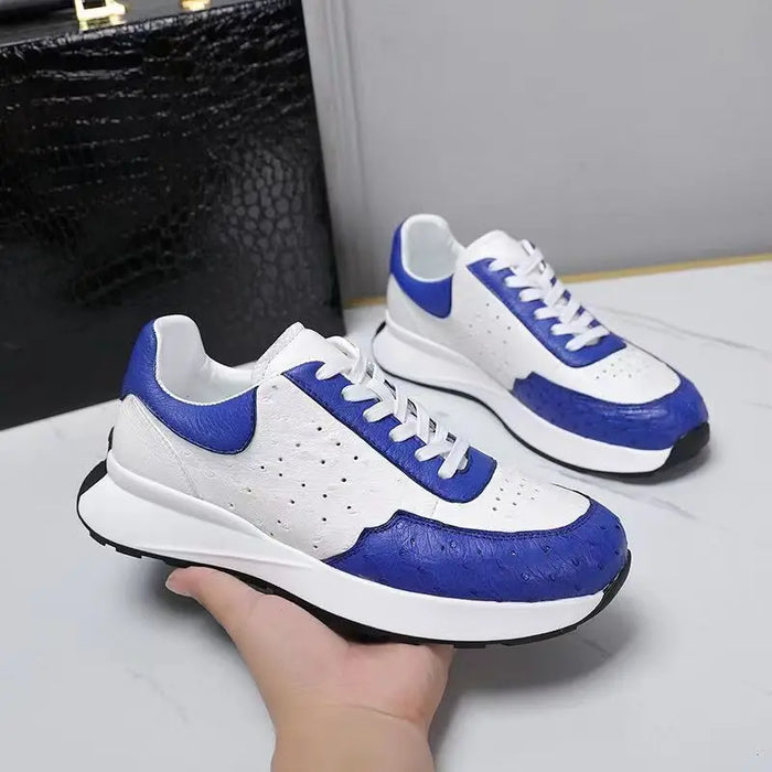 BATMO 2023 new arrival Fashion Ostrich skin causal shoes men,male Genuine leather White Sneaker PDD142