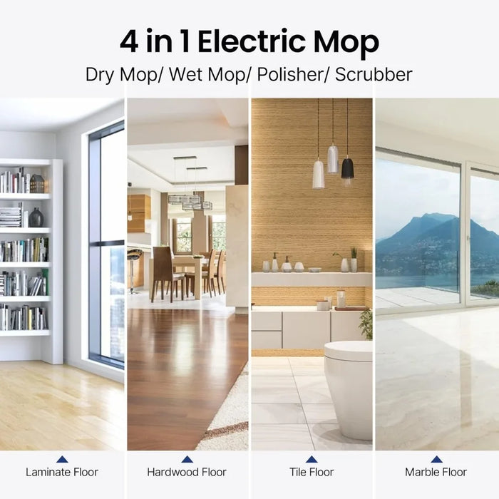 Cordless electric mop, dual motor electric rotary mop, with detachable water tank and LED headlights, laminated panel