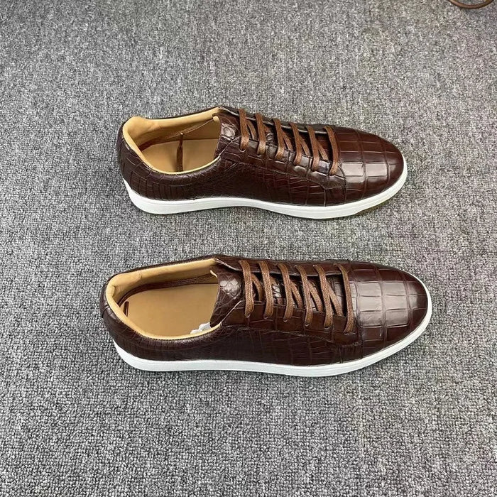 BATMO 2023 new arrival Fashion Crocodile Belly Skin causal shoes men,male Genuine leather Sneaker  pdd81