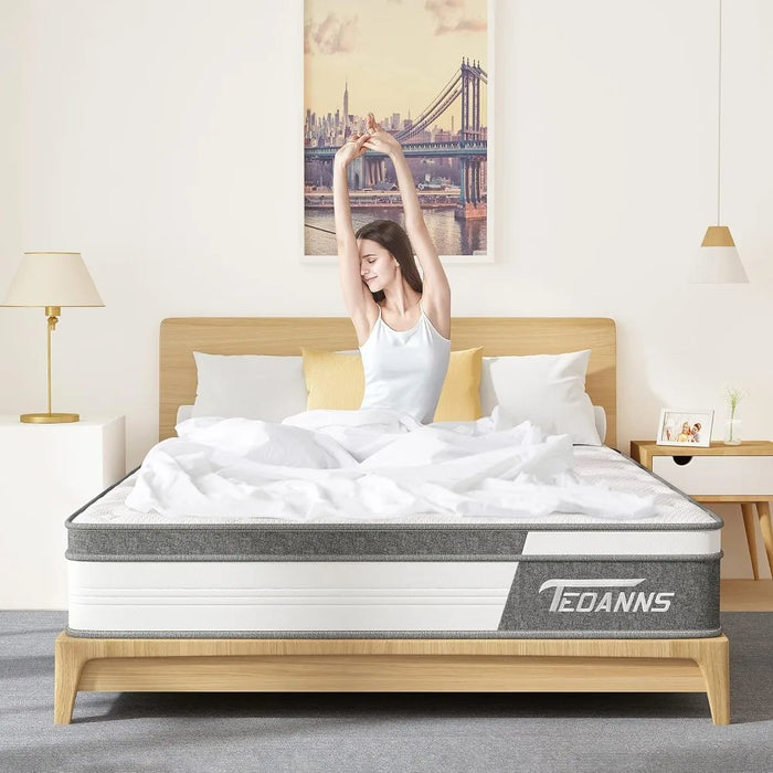 Teoanns Full Size Mattress, 10 Inch Memory Foam Mattress Bed in a Box, Hybrid Mattress Full Size for Pressure Relief & Supportiv