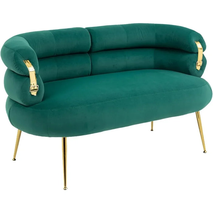 Sofa with 2 Seats, Velvet Loveseat, Soft Indoor Sofas with Gold Metal Legs, Living Room Sofa