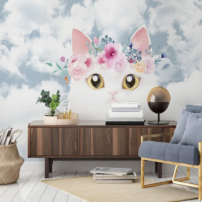 Custom Photo Wallpaper Murals Modern Cartoon Cute Cat Children Room Bedroom Background Wall Decor Painting Papier Peint Mural 3D