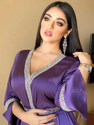 Arab Party Dress Diamonds Women Jalabiya Moroccan Kaftan Arabian Clothing Dubai Saudi Robe Muslim Evening Ramadan Eid Abaya Gown