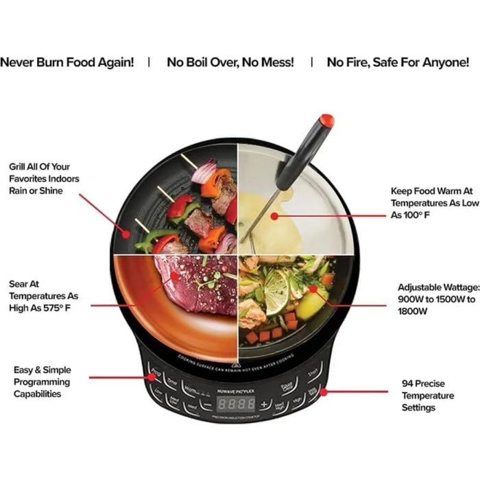 Induction cooker 6.5” Heating Coil,  Perfect for Dorms, RVs, Hotel Rooms, & Cabins, 4Qt Non-Stick Ceramic Pan Included