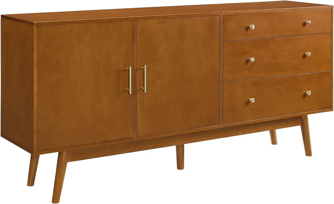 Walker Edison Mid-Century Modern Wood Kitchen Buffet Sideboard Entryway Serving Storage Cabinet Doors-Dining Room Console