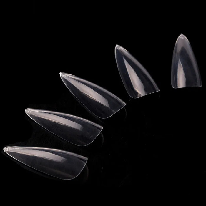 TSZS 500 PCS ABS Artificial Transparent Full Cover Nail Tips Pointed Long False Finger Nails Supplier For Lady