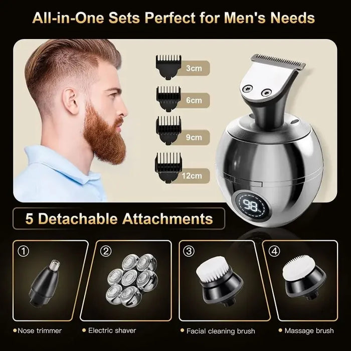 5 In 1electric Shaver Mens Cordless Rechargeable Wet Dry Waterproof Razor Electric Head Hair Shaver