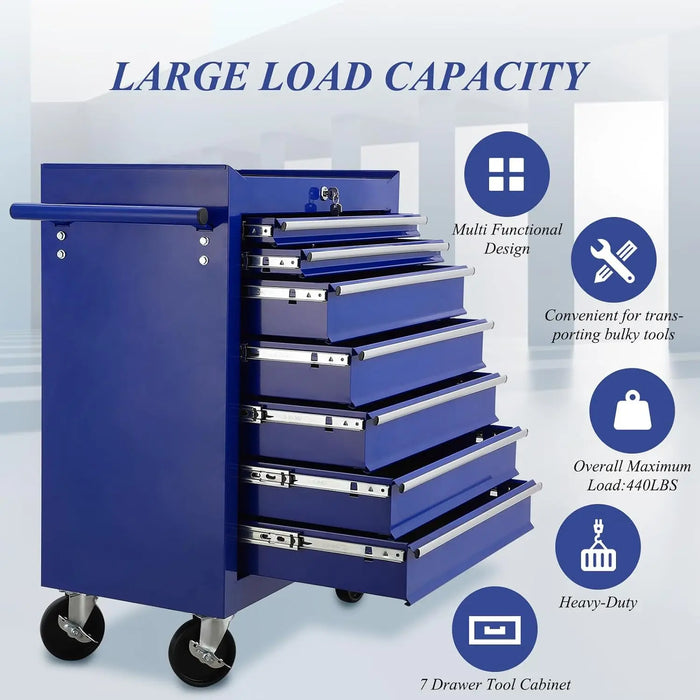 7 Drawer Rolling Tool Chest,Tool Cabinet on Wheels with Locking System,Rolling Tool Box Organizer Tool Case,Multifunctional