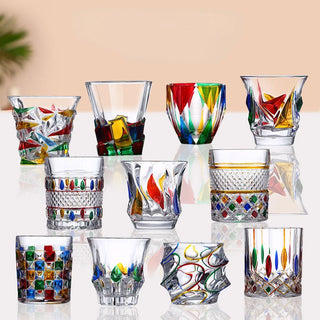 Lead-free Crystal Glass Mug Hand-painted Design Glass Cup Can Reflect The Rainbow Glossy Painted Luxury Handmade Whisky Cups New