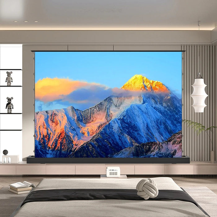 High Quality 92 Inch Floor Rising Projector Screen 8K HD Outdoor Electric Projector Screen