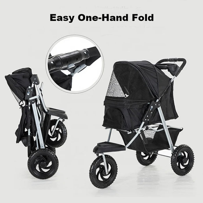 Lightweight Pet Jogger Stroller Pet Stroller Cat Dog Cage 3 Wheels Stroller For Dogs and Cats