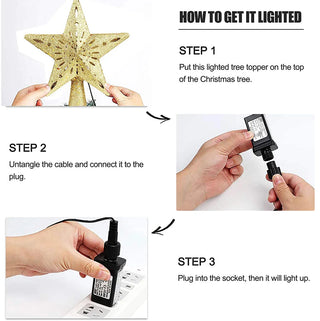 Christmas Tree Topper Decor 3D Glitter Star LED Rotating Snowflake Projector Christmas Tree Ornaments Holiday Party Hanging Lamp