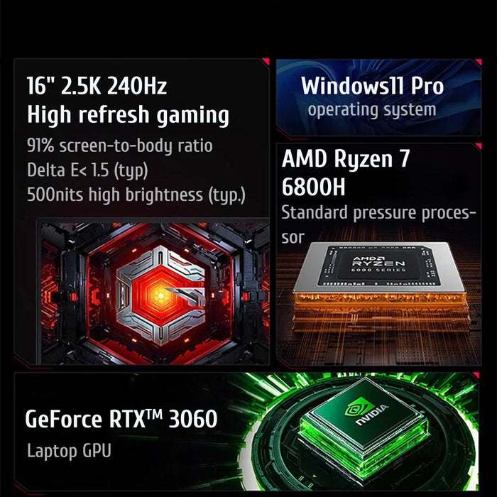 Xiaomi Redmi G Pro Gaming Laptop 2022 Geforce RTX3060 GPU AMD R7 6800H 16G/32 RAM 512G SSD Notebook 2.5K 240Hz 16 Inch PC