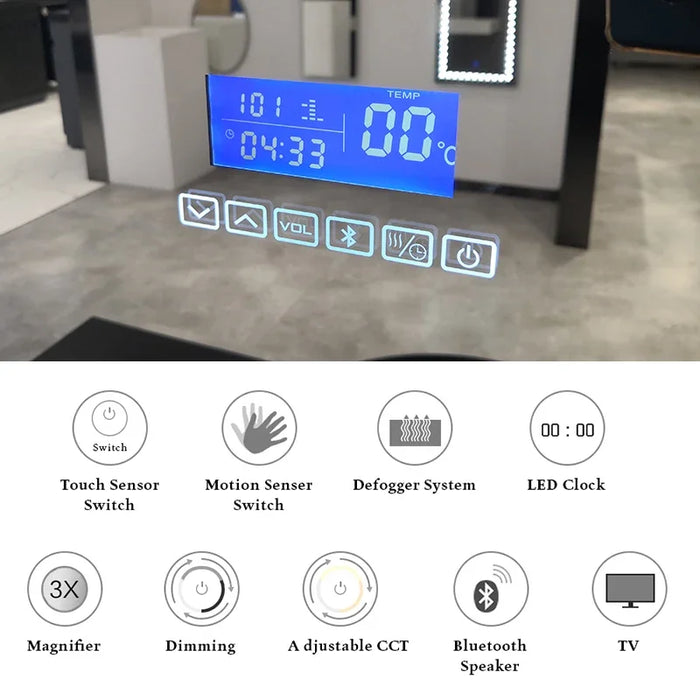 LED Lighted Vanity Mirror Light Bathroom With Blue Tth Speaker Anti Fog Anti Water Bath Android System Magic Mirrors