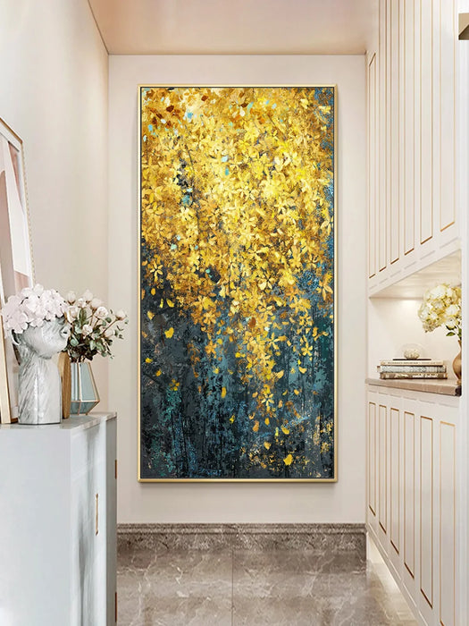 Pure hand-painted oil painting porch aisle corridor vertical version of light luxury American abstract large wall hanging