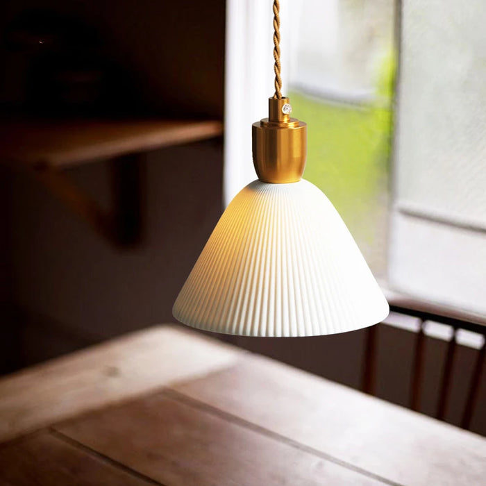 IWHD Small Ceramic LED Pendant Lamp Japanese Style Beside Bedroom Dinning Living Room Light Nordic Modern Hanglamp Home Decor