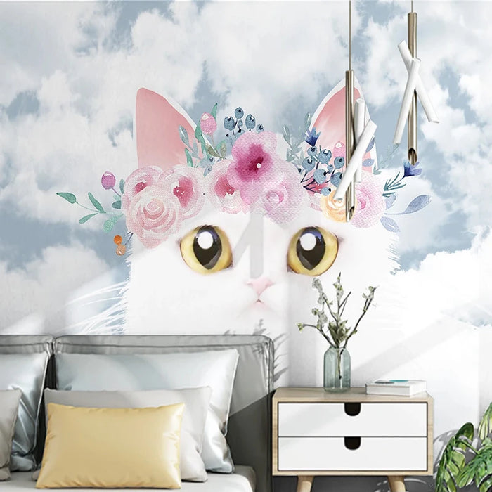 Custom Photo Wallpaper Murals Modern Cartoon Cute Cat Children Room Bedroom Background Wall Decor Painting Papier Peint Mural 3D