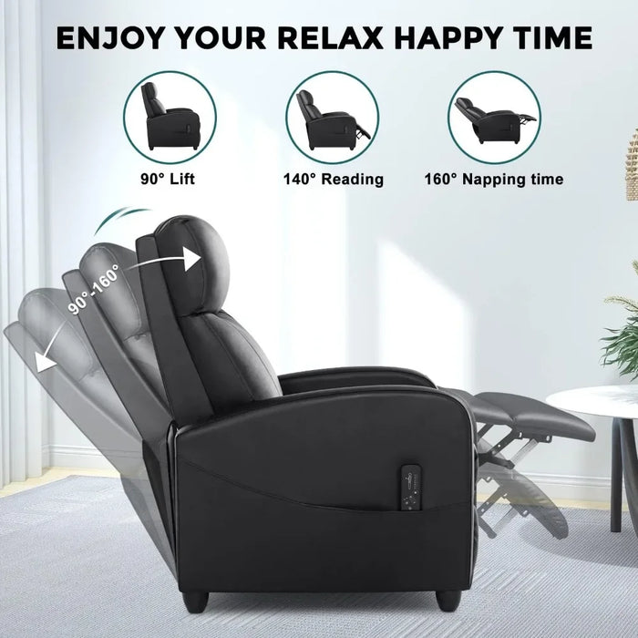 2023 SMUG Adults Massage Living Room Adjustable Modern Chair Home Theater Single Sofa Recliner PU Leather Padded Seat Backrest