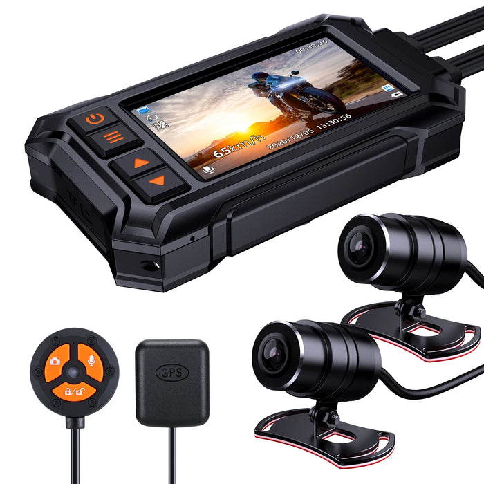 Motor Dash Cam Remote Controller Dual 1080P 30FPS Dual Lens DVR Waterproof Motorcycle Dash Camera