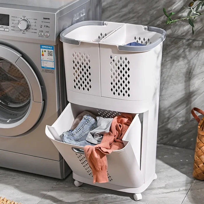 Dirty Clothes Basket Ins Clothes Storage Basket Household Classification Laundry Basket Bathroom Storage Shelf Layered