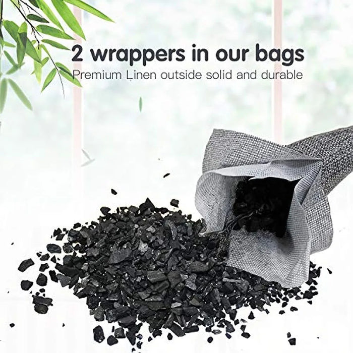 10 Packs Natural Air Purifying Bag Shoe Deodorizer and Odor Eliminator Natural Activated Bamboo Charcoal Non-Toxic Home and Car